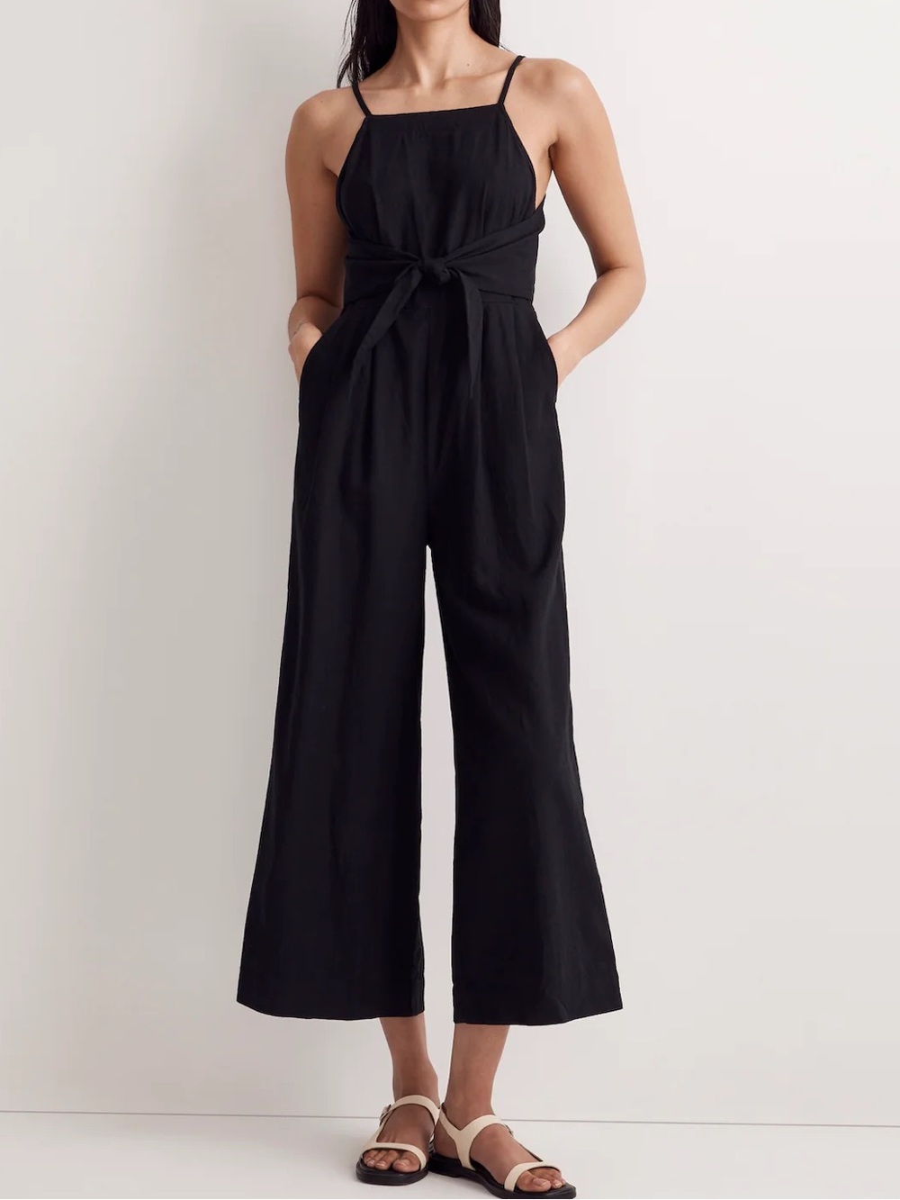 Madewell Tie-Waist Crop Wide-Leg Jumpsuit